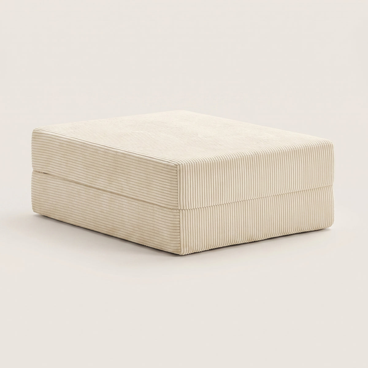 Pouf modulable Lové en velours côtelé, coloris Crème