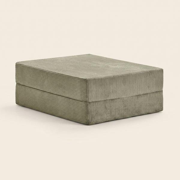 Pouf modulable Lové en velours côtelé, coloris Sauge